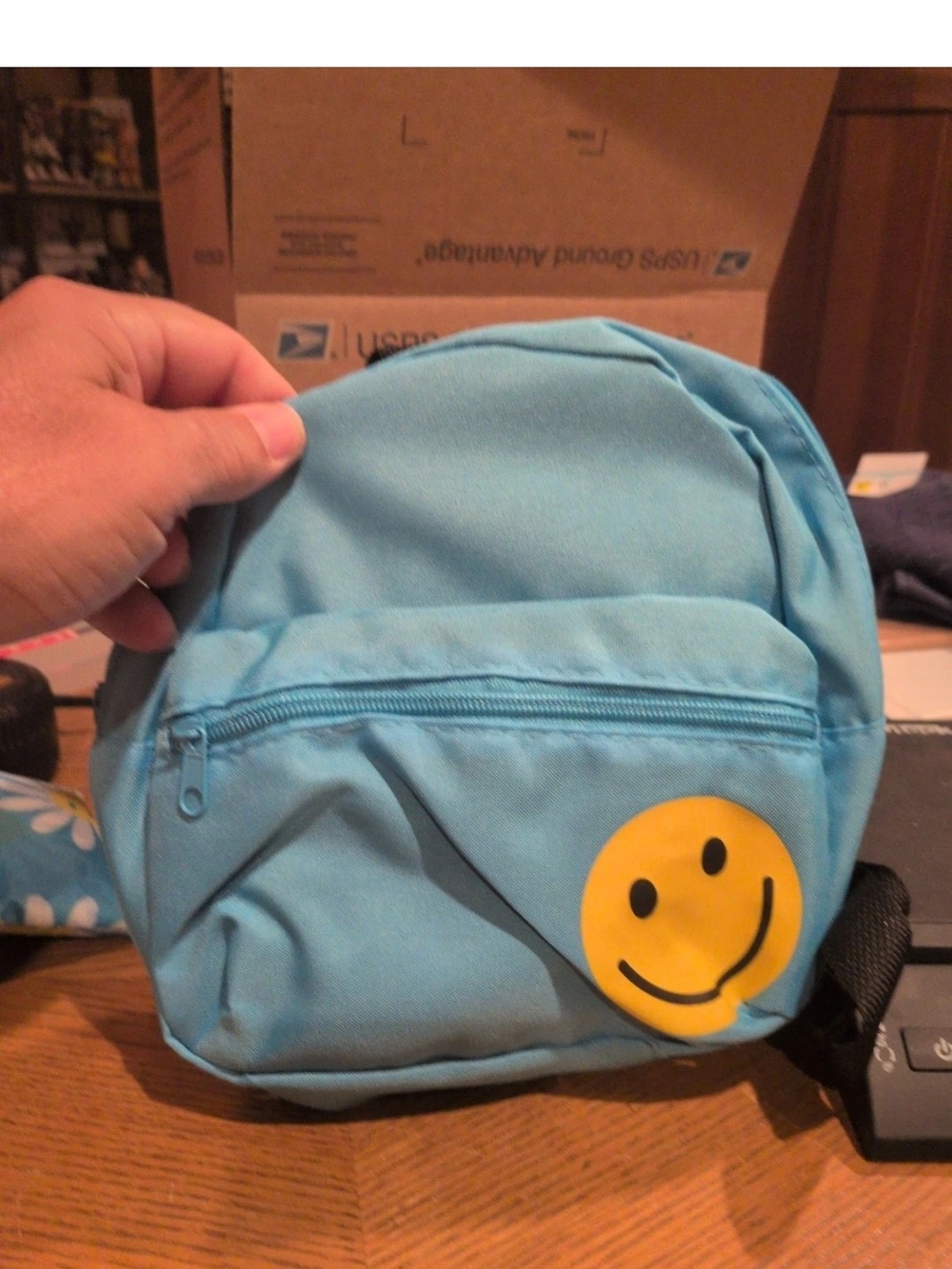 Kids Smiley Face Mini Backpack - Light Blue